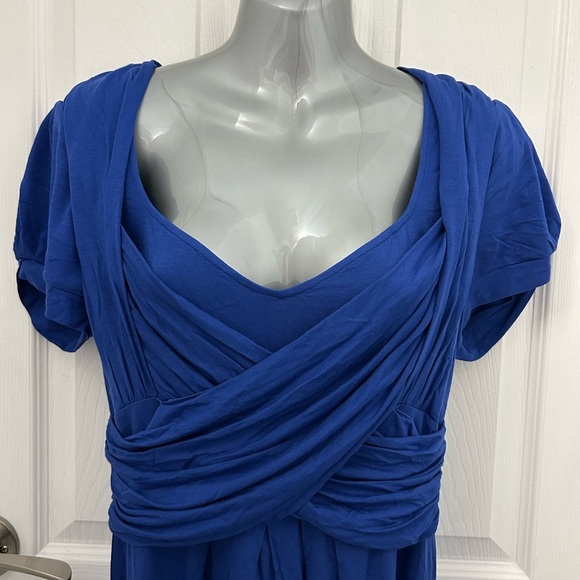 BCBG Cobalt Blue Ruched  Front Dress Size Large - Picture 3 of 10